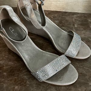 Chinese Laundry Silver Wedge with stones